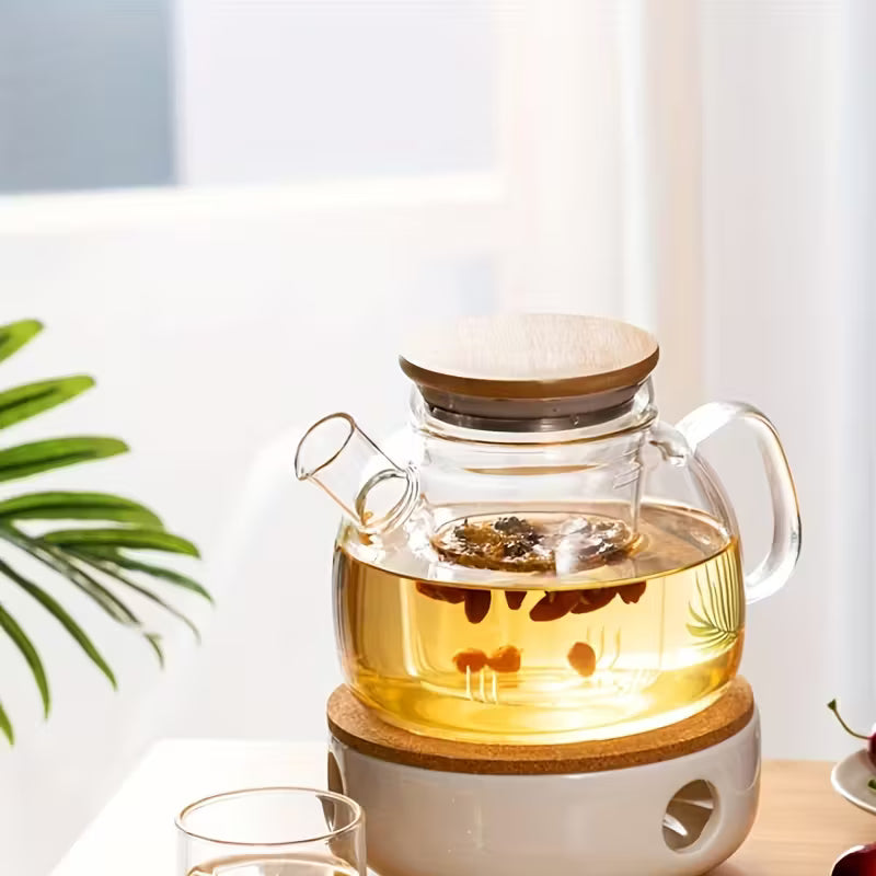 Théière en Verre Borosilicate Résistante à la Chaleur