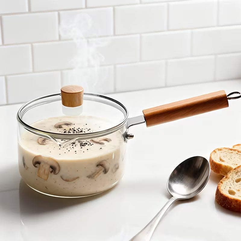 Casserole en Verre (1,8 L) – Antiadhésive, Résistante à la Chaleur