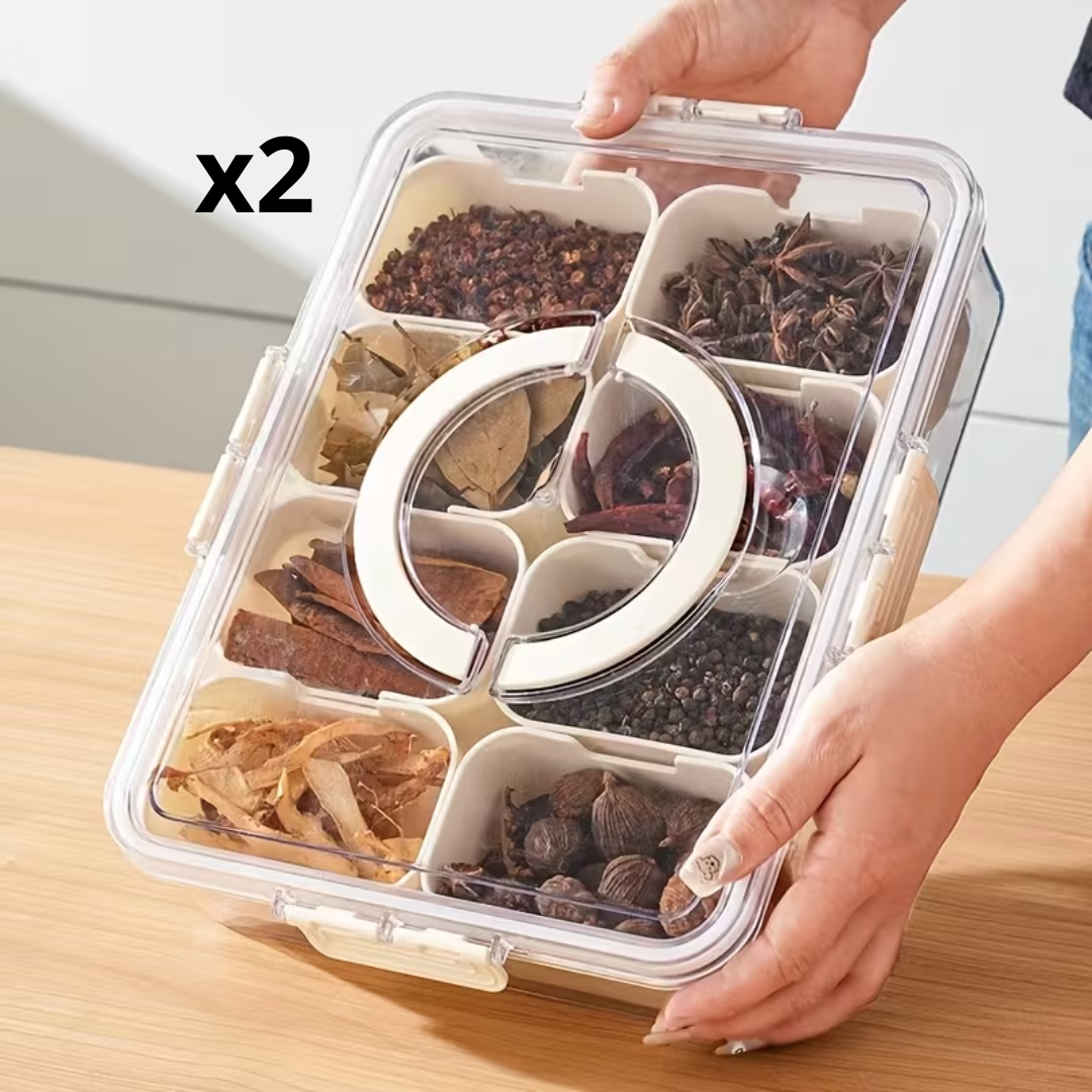 Lot de 2 Boîtes Alimentaires 8 Compartiments – Plastique Sans BPA