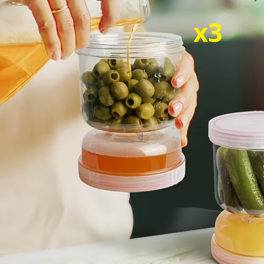 Lot de 3 Bols Sablier pour Olives & Cornichons avec Passoire