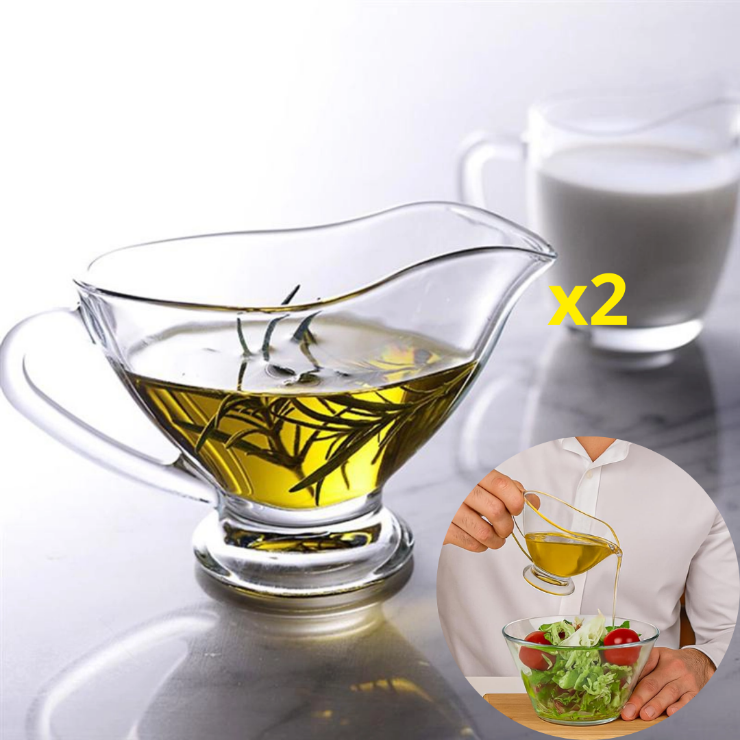 Lot de 2 Saucières en Verre 200ml avec Poignée