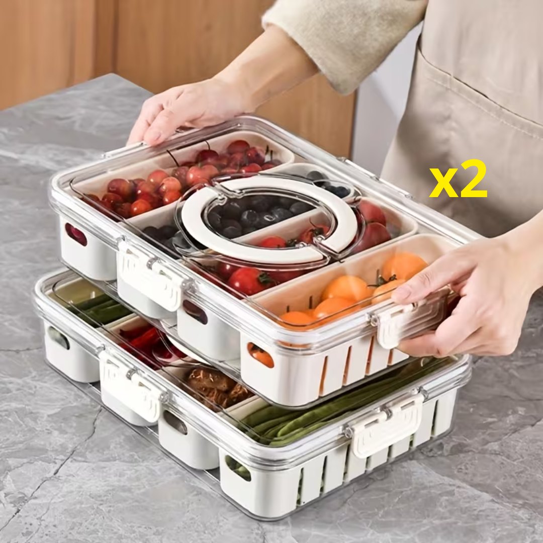 Lot de 2 Boîtes Alimentaires 4 Compartiments – Plastique Sans BPA