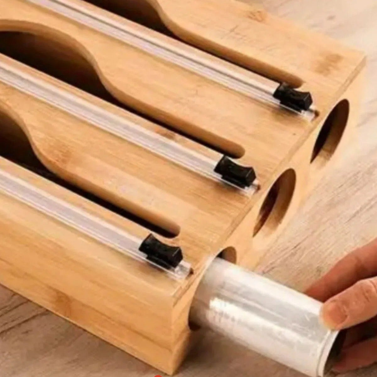 Distributeur Film Alimentaire 3 en 1 en Bambou