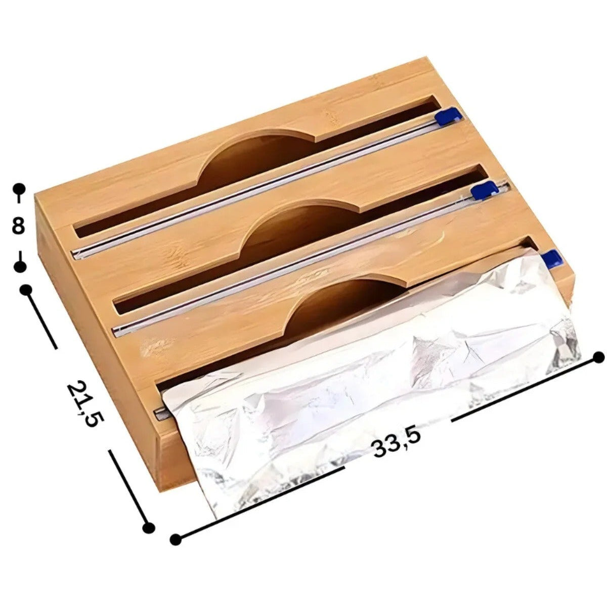 Distributeur Film Alimentaire 3 en 1 en Bambou